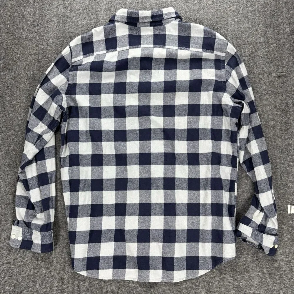 Banana Republic Flannel Shirt Men’s Medium Blue Buffalo Plaid 100% Cotton